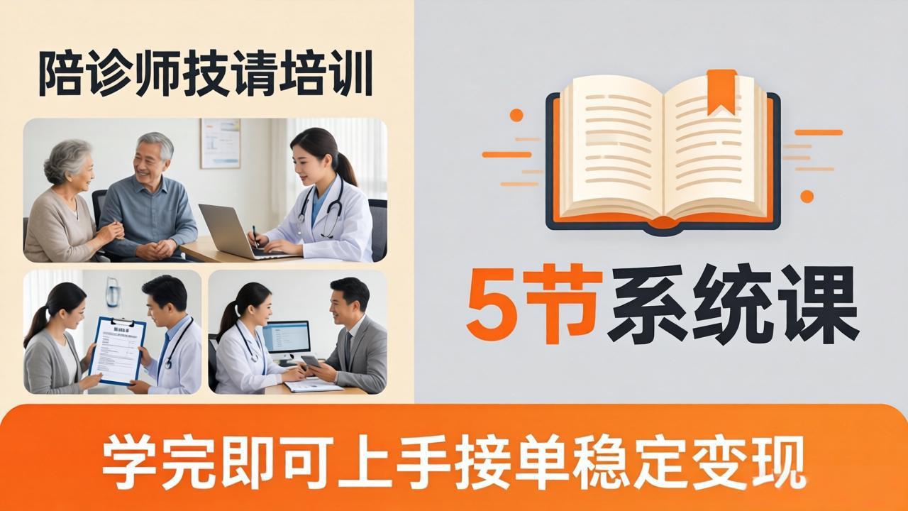 想做陪诊师不知从何下手?5节系统课教你掌握核心技能,学完即可上手接单稳定变现-老吴出海笔记
