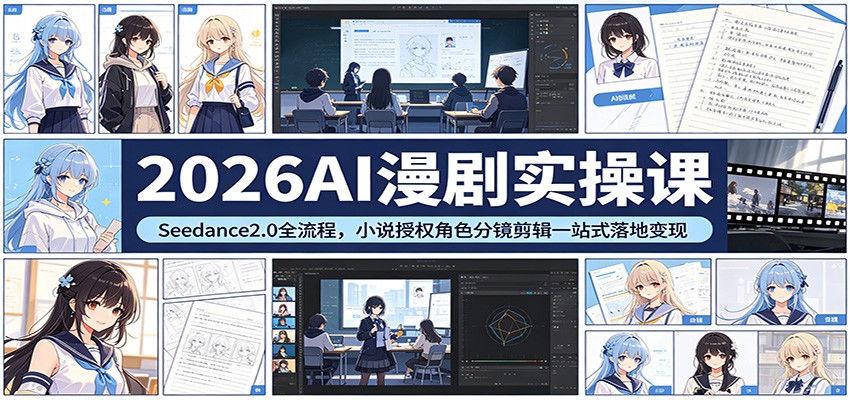 2026AI漫剧实操课:Seedance2.0全流程,小说授权角色分镜剪辑一站式落地变现-老吴出海笔记