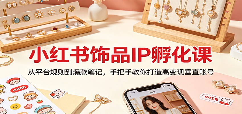 小红书饰品IP孵化课:从平台规则到爆款笔记,手把手教你打造高变现垂直账号-老吴出海笔记