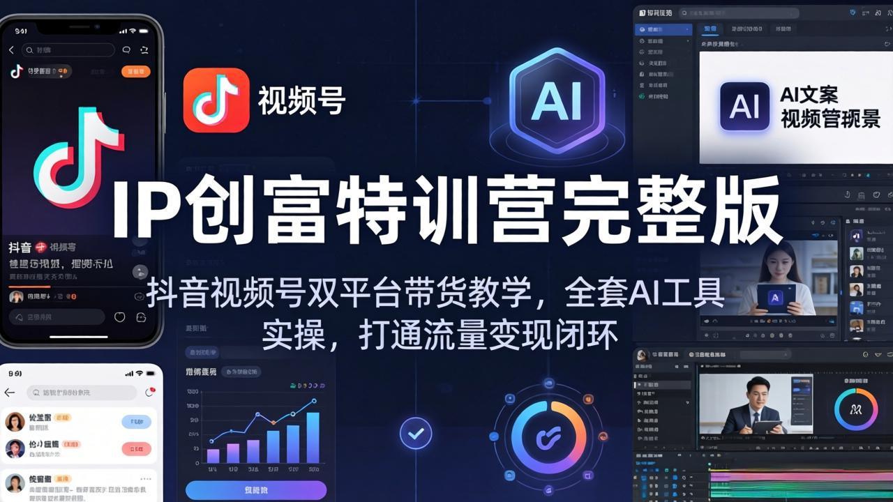 IP创富特训营完整版：抖音视频号双平台带货教学，全套AI工具实操，打通流量变现闭环-老吴出海笔记