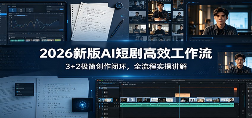 2026新版AI短剧高效工作流：3+2极简创作闭环，全流程实操讲解-老吴出海笔记