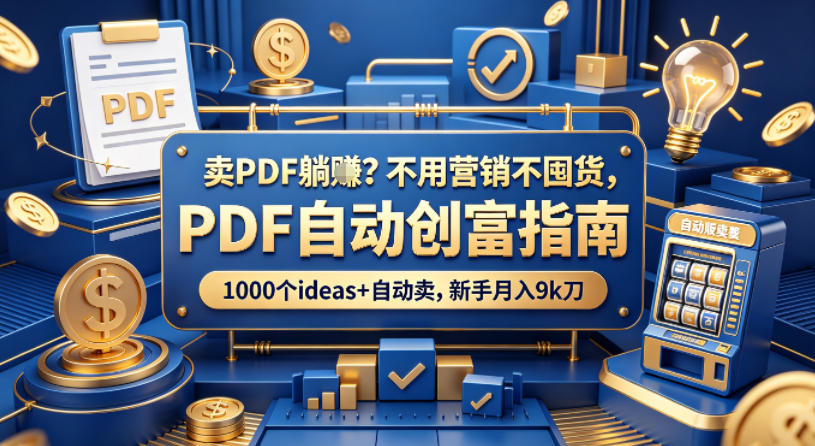 卖PDF躺賺？不用营销不囤货，PDF自动创富指南，1000个ideas+自动卖，新手月入9k刀【原创双语字幕】-老吴出海笔记