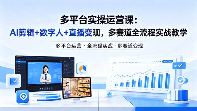 某团队多平台实操运营课-更新26年4月20：AI剪辑+数字人+直播变现，多赛道全流程实战教学-老吴出海笔记