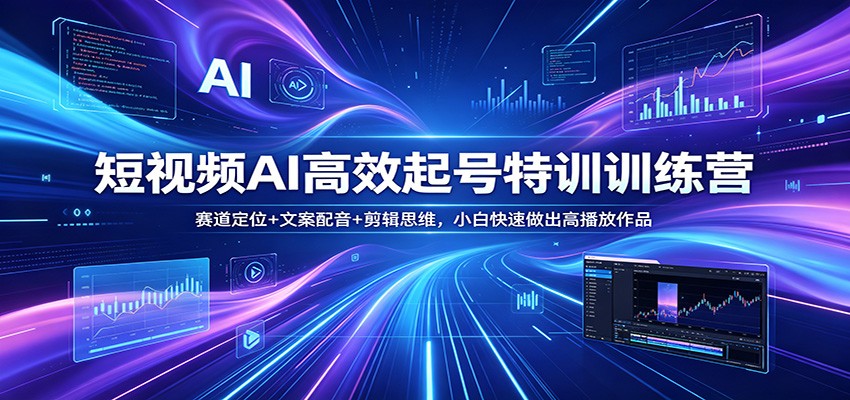 短视频AI高效起号特训训练营:赛道定位+文案配音+剪辑思维,小白快速做出高播放作品-老吴出海笔记