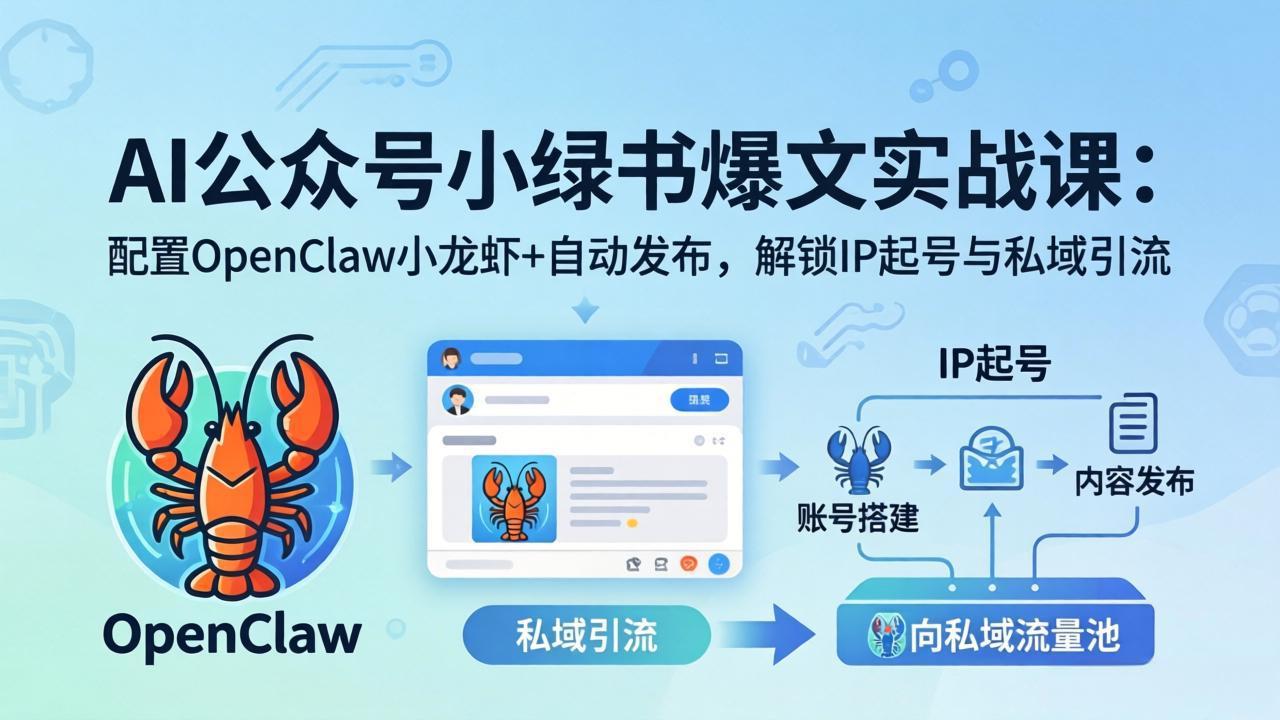 AI公众号小绿书变现实战课:小绿书爆文写作+OpenClaw自动发布,解锁IP起号与私域引流-老吴出海笔记