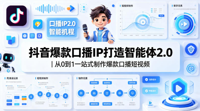 抖音爆款口播IP打造智能体2.0|从0到1一站式制作爆款口播短视频-老吴出海笔记