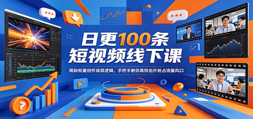 日更100条短视频线下课:揭秘批量创作底层逻辑,手把手教你高效出片抢占流量风口-老吴出海笔记