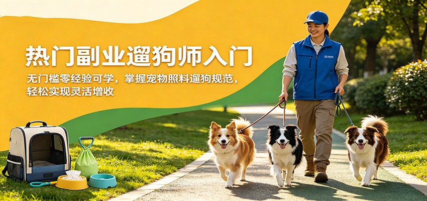 热门副业遛狗师入门，无门槛零经验可学，掌握宠物照料遛狗规范，轻松实现灵活增收-老吴出海笔记