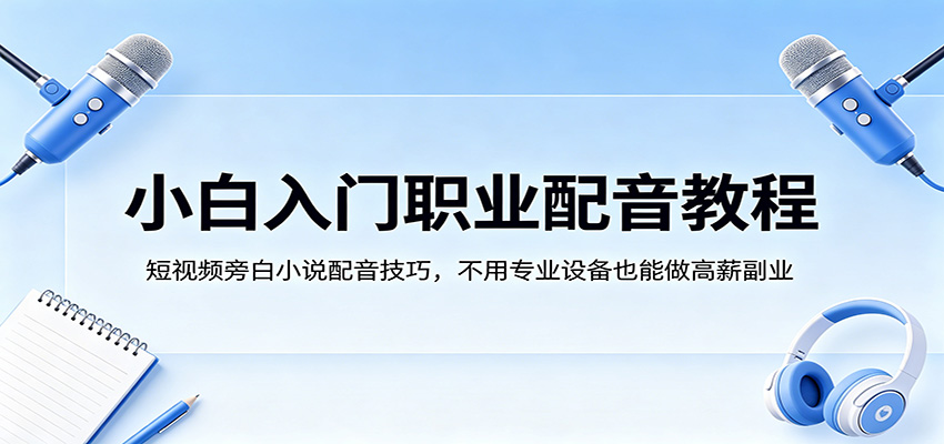 小白入门职业配音教程,短视频旁白小说配音技巧,不用专业设备也能做高薪副业-老吴出海笔记