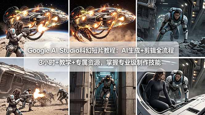 Google AI Studio科幻短片教程：AI生成+剪辑全流程，3小时+教学+专属资源，掌握专业级制作技能-老吴出海笔记