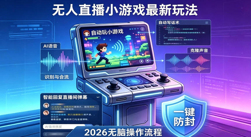 2026年AI无人直播小游戏全流程，不违规不封号，开启创业副业增收之路，小白月入1w+【揭秘】-老吴出海笔记