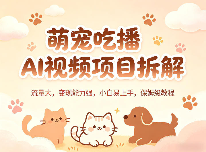 萌宠吃播AI视频项目拆解，流量大，变现能力强，小白易上手，保姆级教程-老吴出海笔记