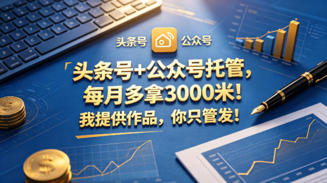 头条号+公众号托管,每月多拿3000米!我提供作品,你只管发!【揭秘】-老吴出海笔记