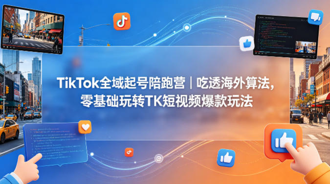 TikTok全域起号陪跑营|吃透海外算法,零基础玩转TK短视频爆款玩法-老吴出海笔记