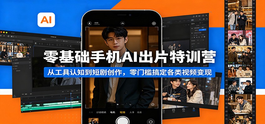 零基础手机AI出片特训营:从工具认知到短剧创作,零门槛搞定各类视频变现-老吴出海笔记