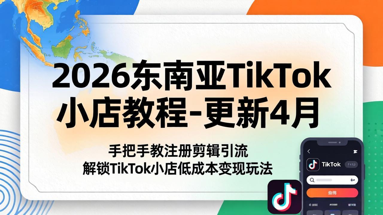 2026东南亚TikTok小店教程-更新4月,手把手教注册剪辑引流,解锁TikTok小店低成本变现玩法-老吴出海笔记