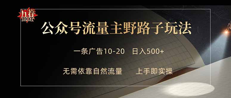 公众号流量主野路子玩法 单条广告10-20元 日入500+-老吴出海笔记