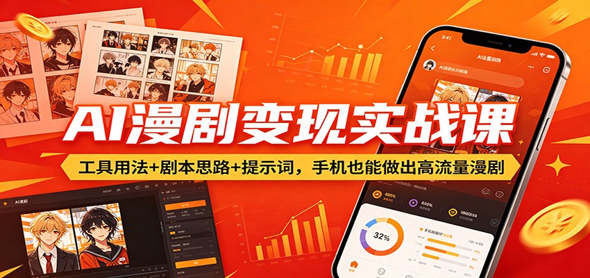 AI漫剧变现实战课:工具用法+剧本思路+提示词,手机也能做出高流量漫剧-老吴出海笔记
