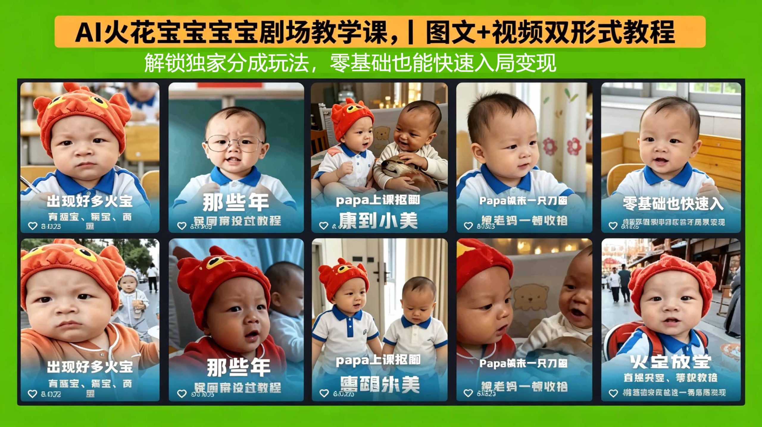 AI火花宝宝宝宝剧场教学课，图文+视频双形式教程，解锁独家分成玩法，零基础也能快速入局变现-老吴出海笔记