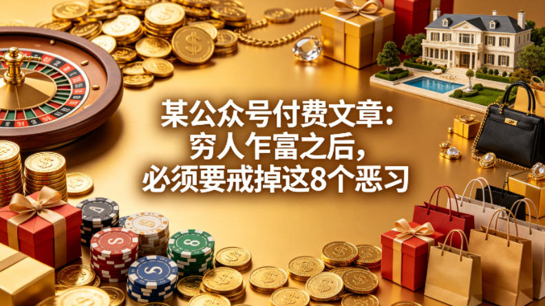 某公众号付费文章:穷人乍富之后,必须要戒掉这8个恶习-老吴出海笔记
