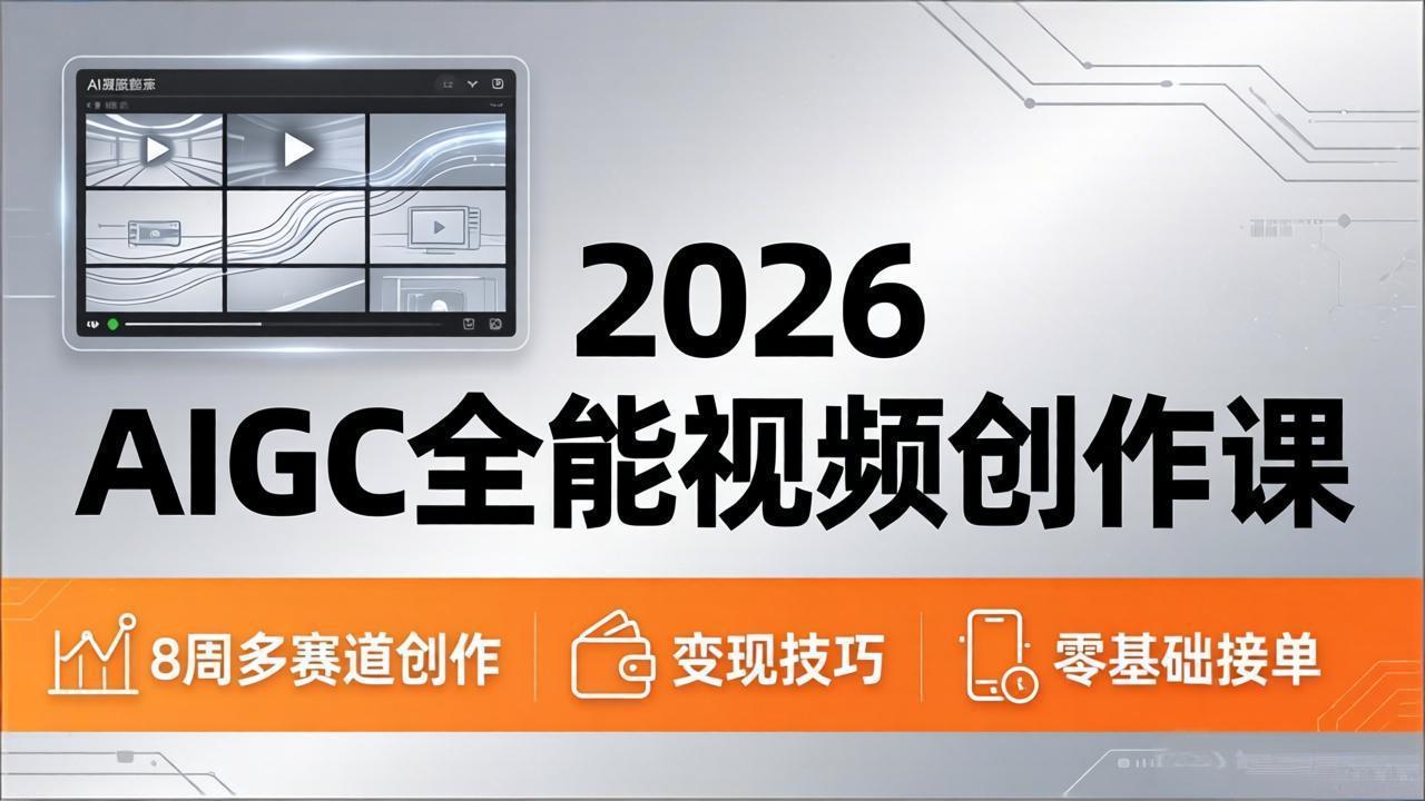 2026AIGC全能视频创作课,8周吃透多赛道创作+变现,零基础也能高效出片接单-老吴出海笔记