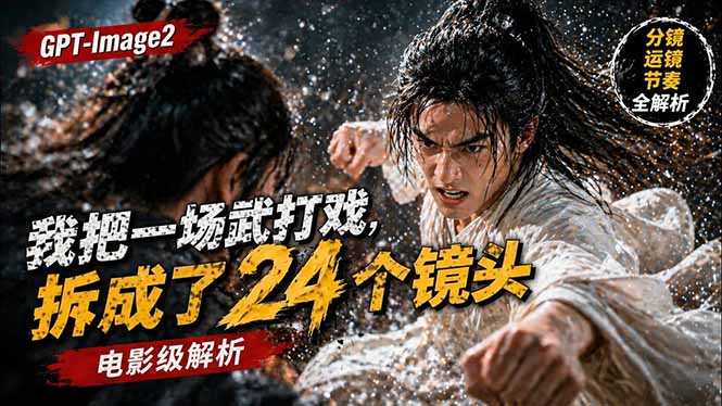 用GPT-Image2，把一段武打对决拆成24个连续镜头，从人物建立、动作衔接、运镜节奏，到情绪爆发-老吴出海笔记