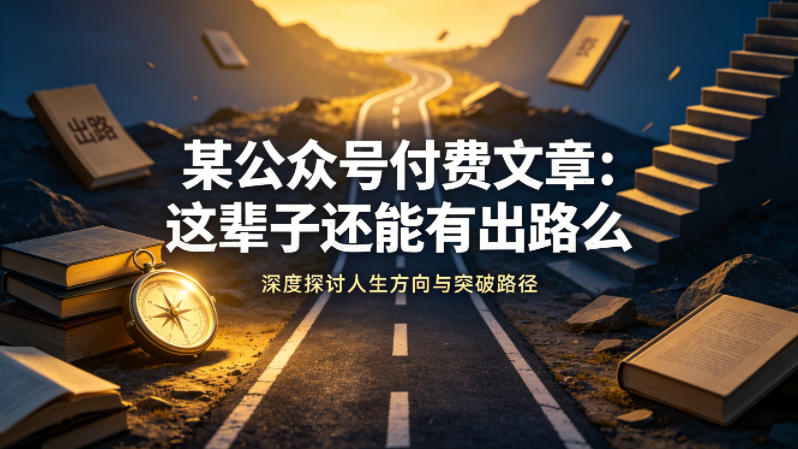 某公众号付费文章:这辈子还能有出路么-老吴出海笔记