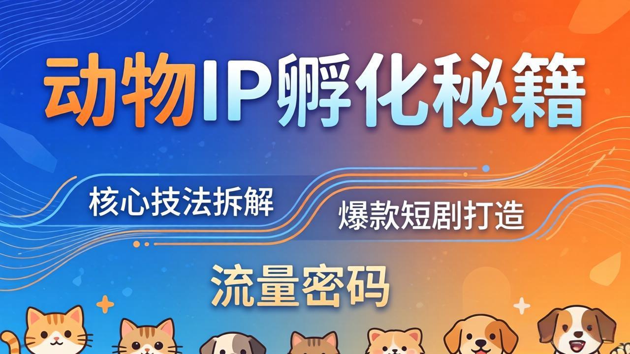 动物IP孵化全套秘籍，三大核心技法拆解，打造爆款萌宠短剧，轻松拿捏赛道流量密码-老吴出海笔记