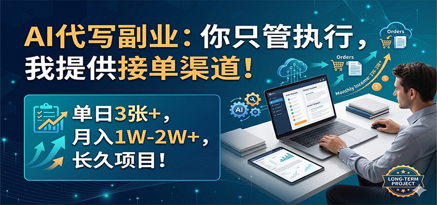 AI代写副业:你只管执行,我提供接单渠道!单日3张+,月入1W-2W+,长久项目-老吴出海笔记