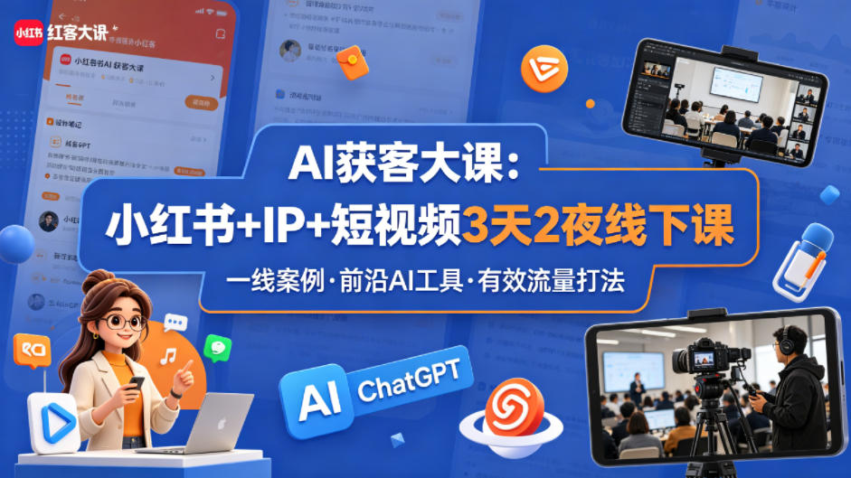 AI获客大课小红书+IP+短视频3天2夜线下课，用最真实的一线案例，最前沿的AI工具，最有效的流量打法-老吴出海笔记