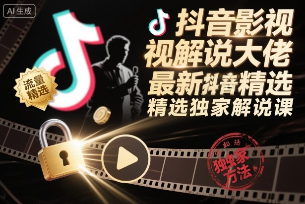 抖音影视解说大佬最新抖音进精选和独家方法,精选独家解说课(更新26年3月)-老吴出海笔记