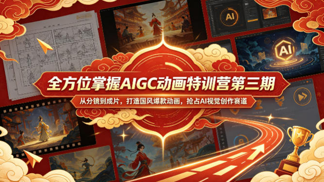 全方位掌握AIGC动画特训营第三期,从分镜到成片,打造国风爆款动画,抢占AI视觉创作赛道红利-老吴出海笔记