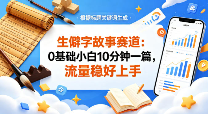 公众号流量主——生僻字故事赛道,流量稳,好上手,0基础小白也能10分钟一篇-老吴出海笔记