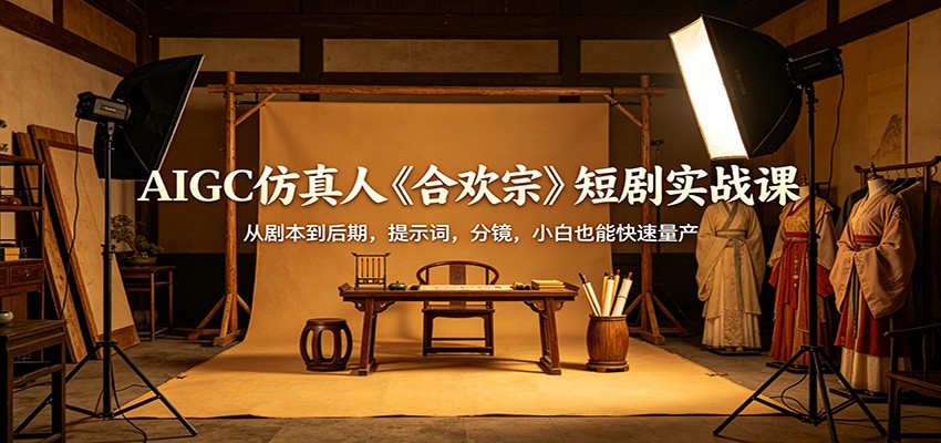 AIGC仿真人《合欢宗》短剧实战课：从剧本到后期，提示词，分镜，小白也能快速量产-老吴出海笔记