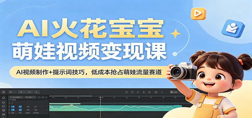 AI火花宝宝萌娃视频变现课:AI视频制作+提示词技巧,低成本抢占萌娃流量赛道-老吴出海笔记