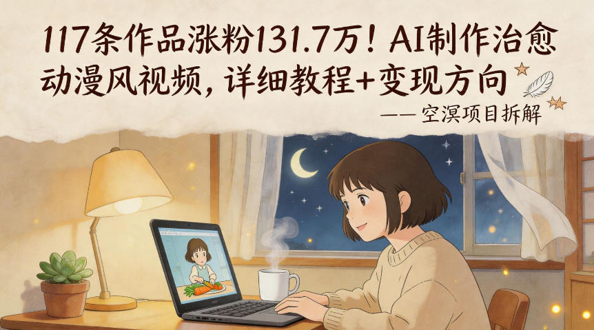 117条作品涨粉131.7W！AI制作治愈动漫风视频，详细教程+变现方向-老吴出海笔记