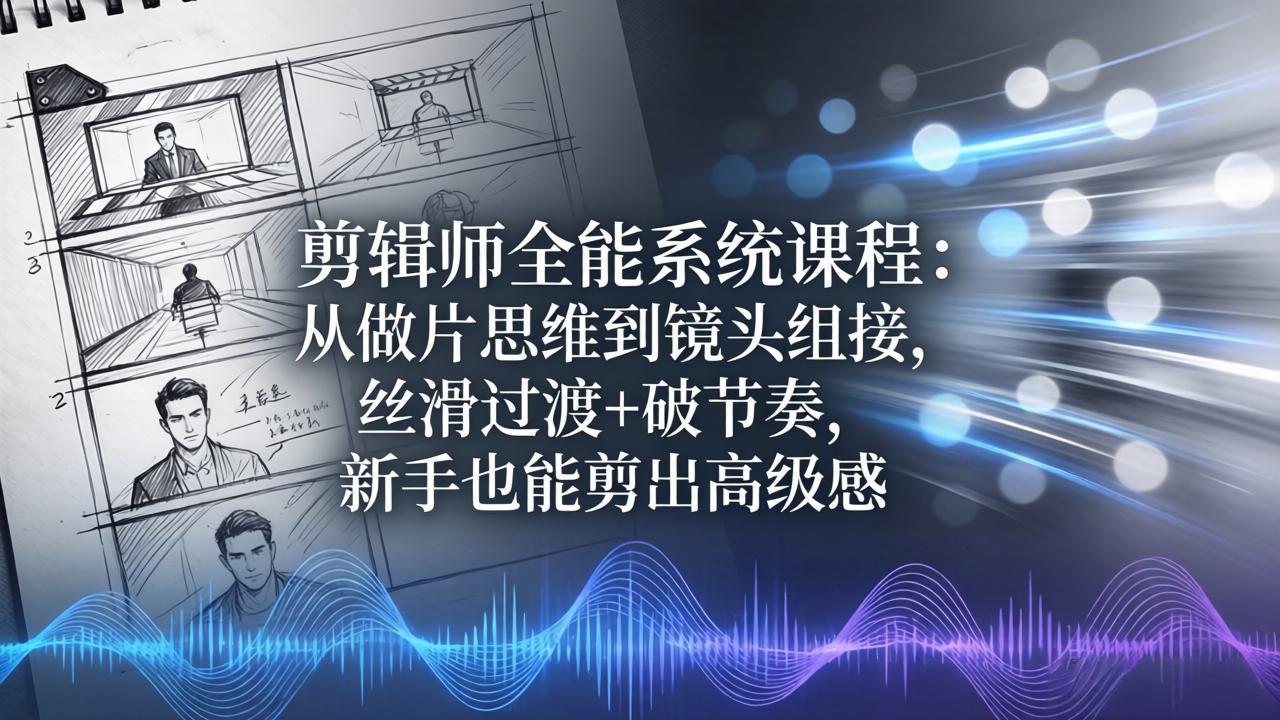 剪辑师全能系统课程:从做片思维到镜头组接,丝滑过渡+破节奏,新手也能剪出高级感-老吴出海笔记