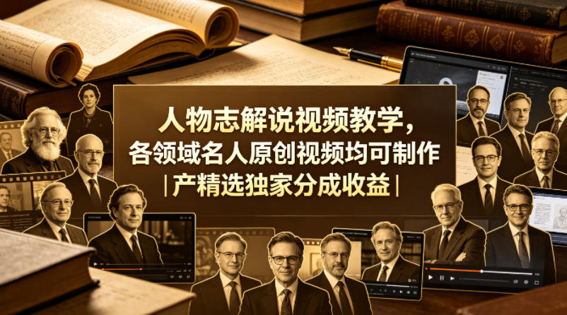 人物志解说视频教学，各领域名人原创视频均可制作丨精选独家分成收益(更新0430)-老吴出海笔记