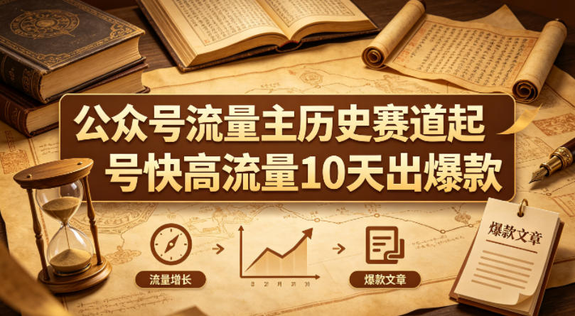 公众号流量主之历史赛道,起号快+高流量,10天就能出爆款!-老吴出海笔记