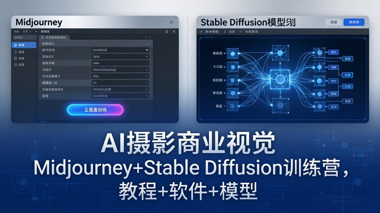 AI摄影商业视觉Midjourney+Stable Diffusion训练营，教程+软件+模型-老吴出海笔记