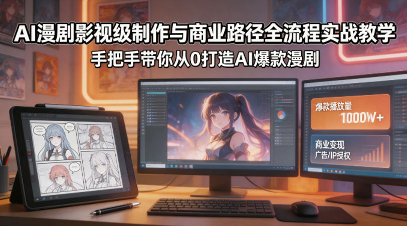 AI漫剧影视级制作与商业路径全流程实战教学,手带你从0打造AI爆款漫剧-老吴出海笔记