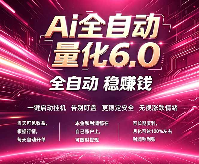 最新AI量化交易6.0,24小时自动运行,绿色稳定!日入1000+-老吴出海笔记