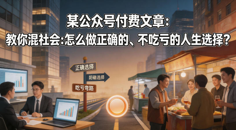 某公众号付费文章:教你混社会:怎么做正确的、不吃亏的人生选择?-老吴出海笔记