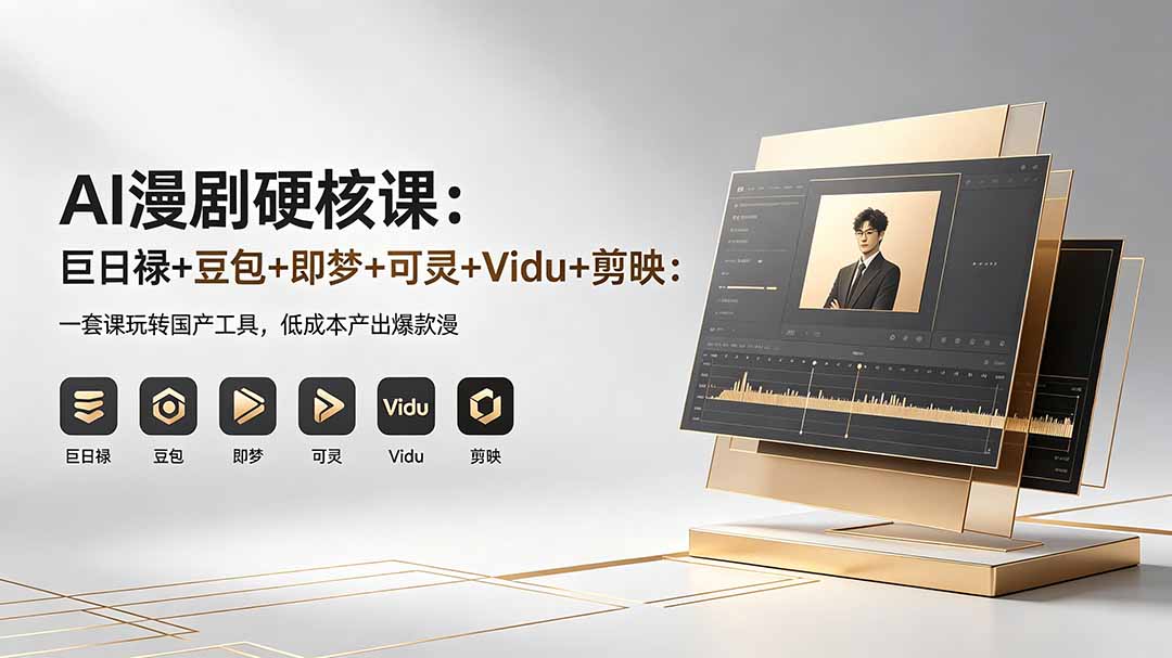 AI漫剧硬核课：巨日禄+豆包+即梦+可灵+Vidu+剪映：一套课玩转国产工具，低成本产出爆款漫剧-老吴出海笔记
