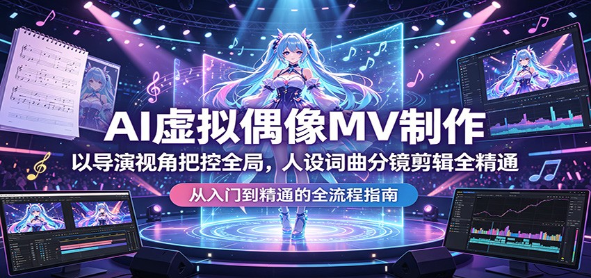 AI虚拟偶像MV制作：以导演视角把控全局，人设词曲分镜剪辑全精通-老吴出海笔记