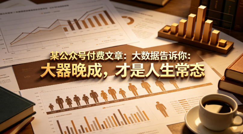 某公众号付费文章：大数据告诉你：大器晚成，才是人生常态-老吴出海笔记