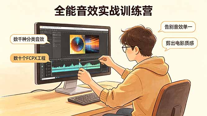全能音效实战训练营:数千种分类音效+数十个FCPX工程,告别音效单一,剪出电影质感-老吴出海笔记