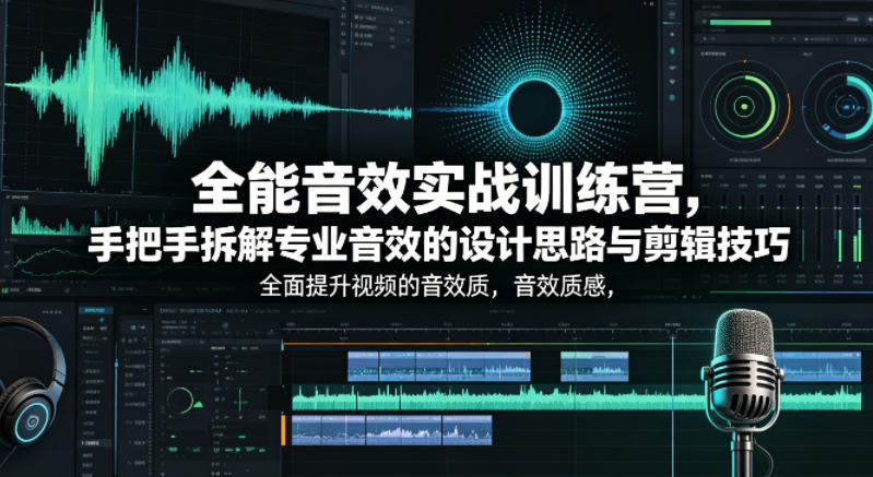 全能音效实战训练营,手把手拆解专业音效的设计思路与剪辑技巧,全面提升视频的音效质感-老吴出海笔记