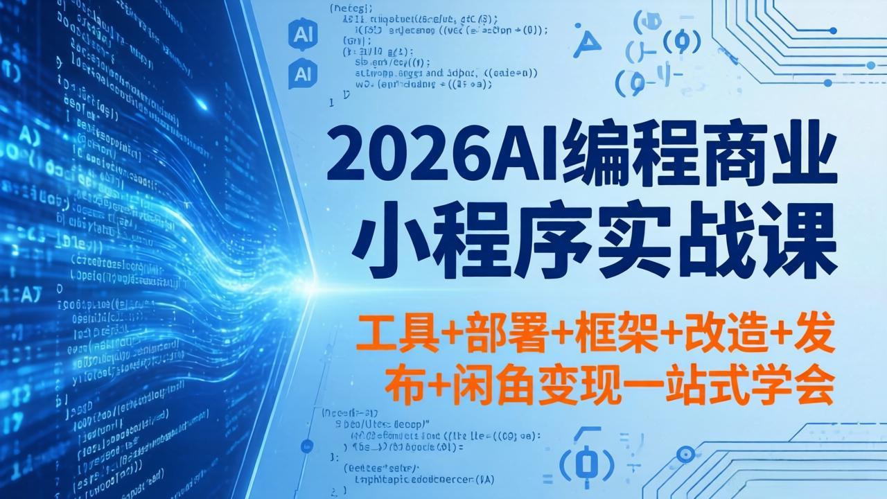 2026AI编程商业小程序实战课，工具+部署+框架+改造+发布+闲鱼变现一站式学会-老吴出海笔记
