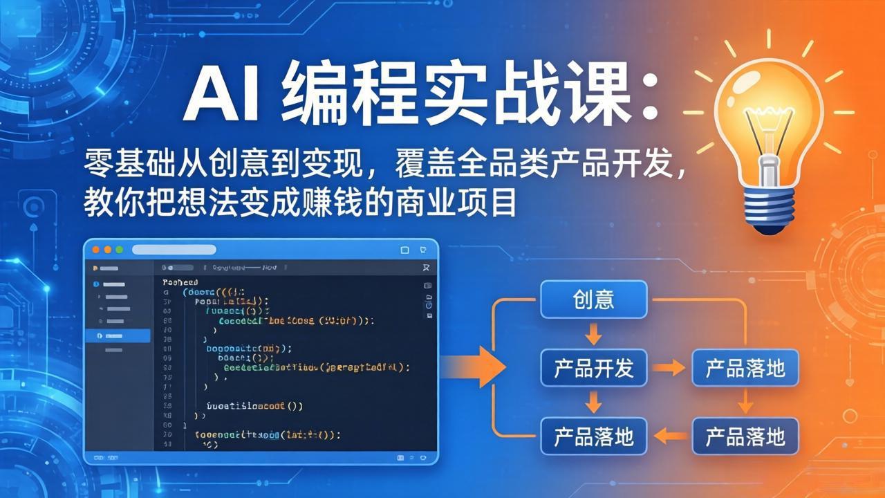 AI编程实战课-第三期-5月3更新：零基础从创意到变现，覆盖全品类产品开发，把想法变成赚钱项目-老吴出海笔记